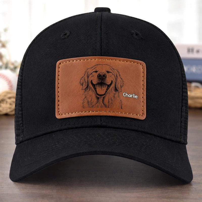 Custom Photo Leather Patch Hat - Personalized Birthday Gifts For Dog Cat Lovers, Dog Dad And Mom, Cat Owners - My Favorite Squad Ever
