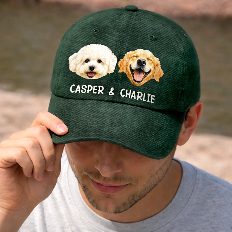 Custom Photo Cap - Personalized Birthday Gifts For Dog Cat Lovers, Dog Dad And Mom, Cat Owners - Blessed With The Best Company