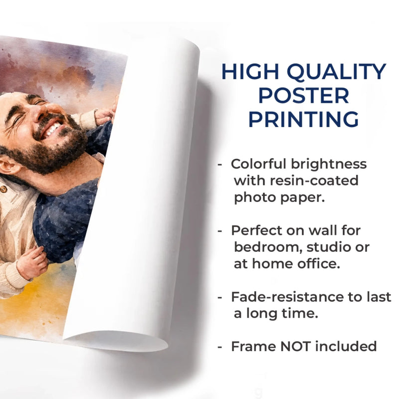 Custom Photo Vertical Poster - Personalized Father's Day Birthday Gifts For Dad, Grandpa - Forever Thankful For Dad’s Love