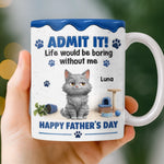 Custom 3D Inflated Effect Printed Mug - Personalized Father's Day Gifts For Cat Lovers, Dad - The Best Therapist Has Fur
