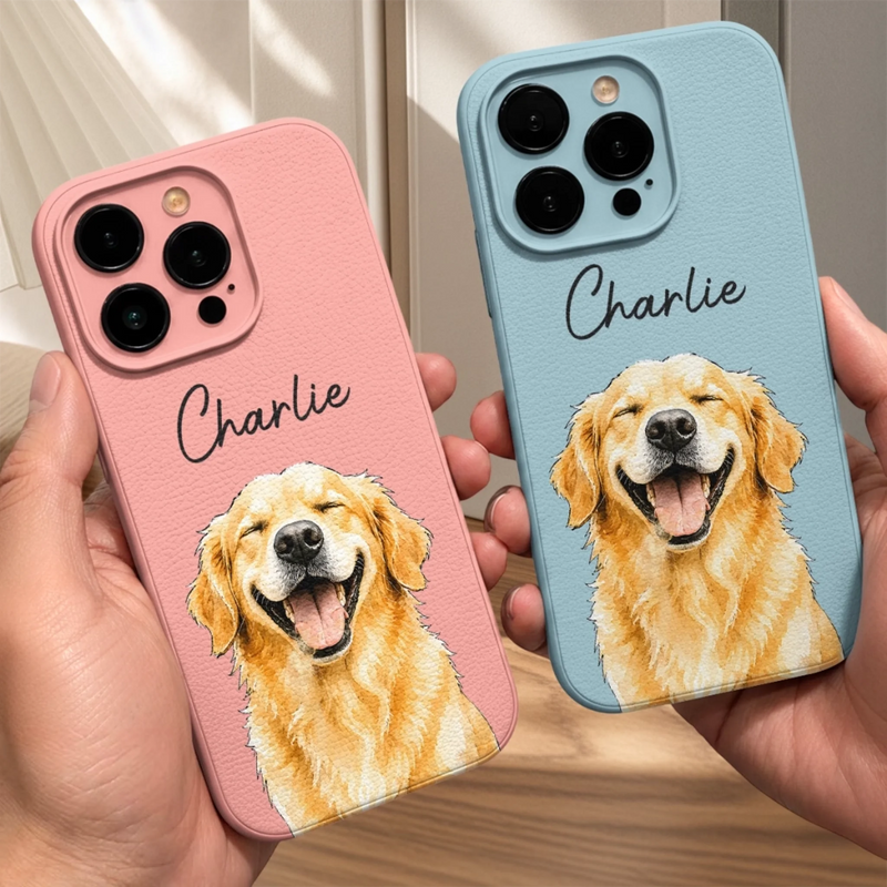 Custom Photo Leather Phone Case - Personalized Birthday Gifts For Dog Cat Lovers, Dog Dad And Mom, Cat Owners - Living That Proud Pet Life