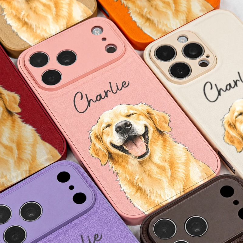 Custom Photo Leather Phone Case - Personalized Birthday Gifts For Dog Cat Lovers, Dog Dad And Mom, Cat Owners - Living That Proud Pet Life