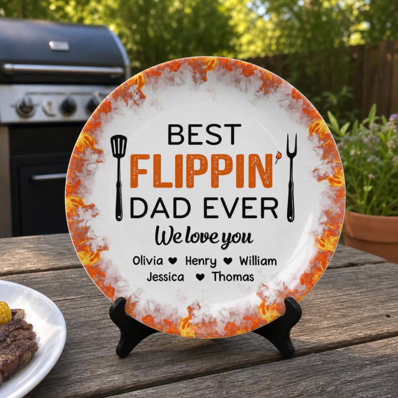 Custom Ceramic Plate - Personalized Father's Day Birthday Gifts For Dad, Grandpa - Kitchen Boss On Duty
