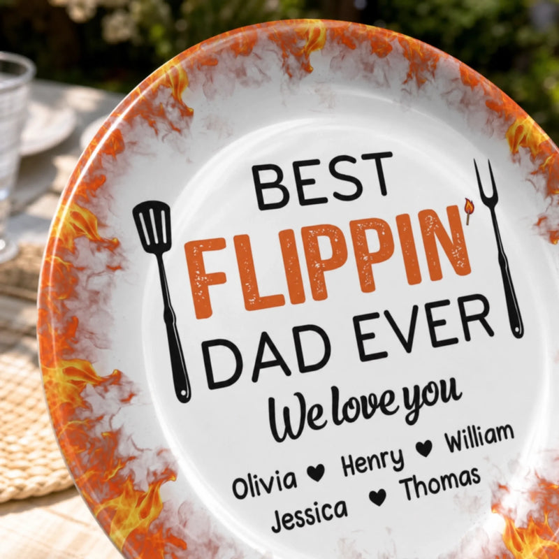 Custom Ceramic Plate - Personalized Father's Day Birthday Gifts For Dad, Grandpa - Kitchen Boss On Duty