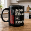 Custom Black Mug - Personalized America 250th Anniversary Father's Day Gifts For Dad, Grandpa - Our Family's Greatest Hero