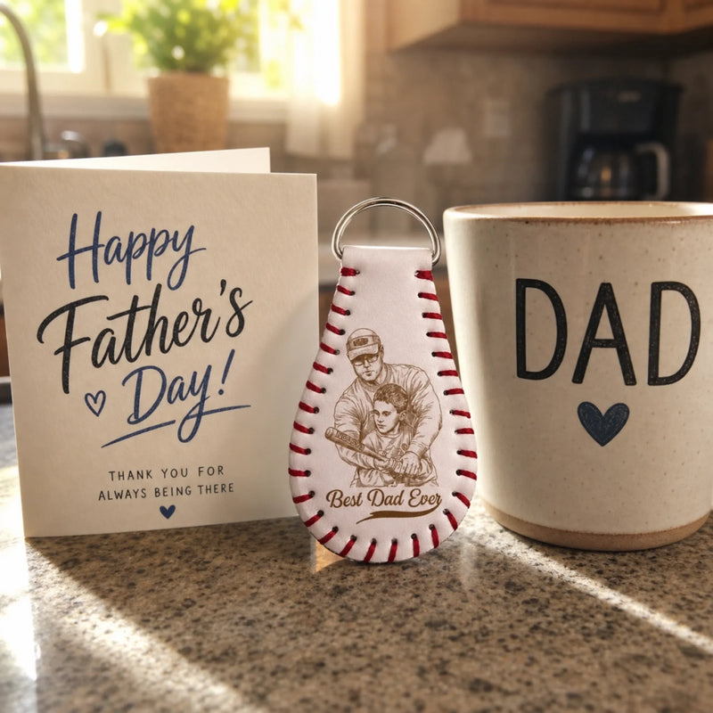 Custom Photo Baseball Leather Keychain - Personalized Father's Day Birthday Gifts For Dad, Grandpa, Baseball Lovers, Sports Fans, Sports Lovers - Baseball State Of Mind