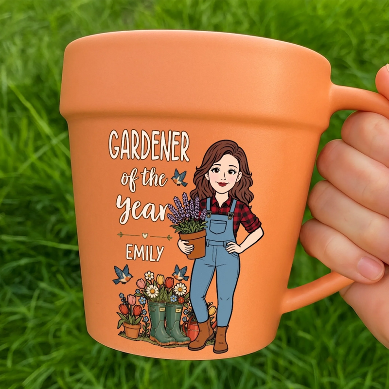 Custom Plant Pot Ceramic Mug - Personalized Birthday Garden Gifts For Gardeners - Garden Girl Era