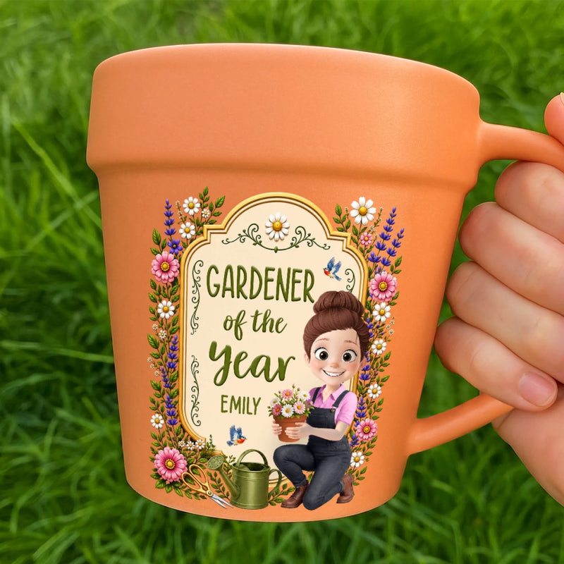 Custom Plant Pot Ceramic Mug - Personalized Birthday Garden Gifts For Gardeners - Her Happiest Morning Routine