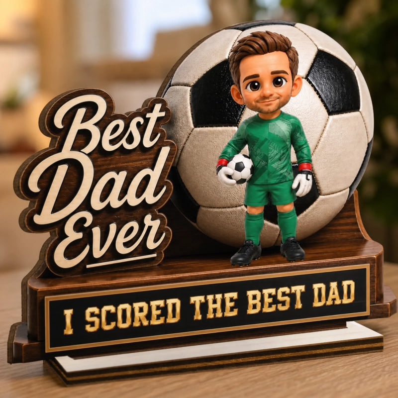 Custom Photo LA 2026 Soccer Dad 2-Layered Wooden Plaque - Personalized Father's Day Gifts For Dad, Grandpa, Soccer Lovers, Sports Fans, Sports Lovers - Kick Goals Make Memories