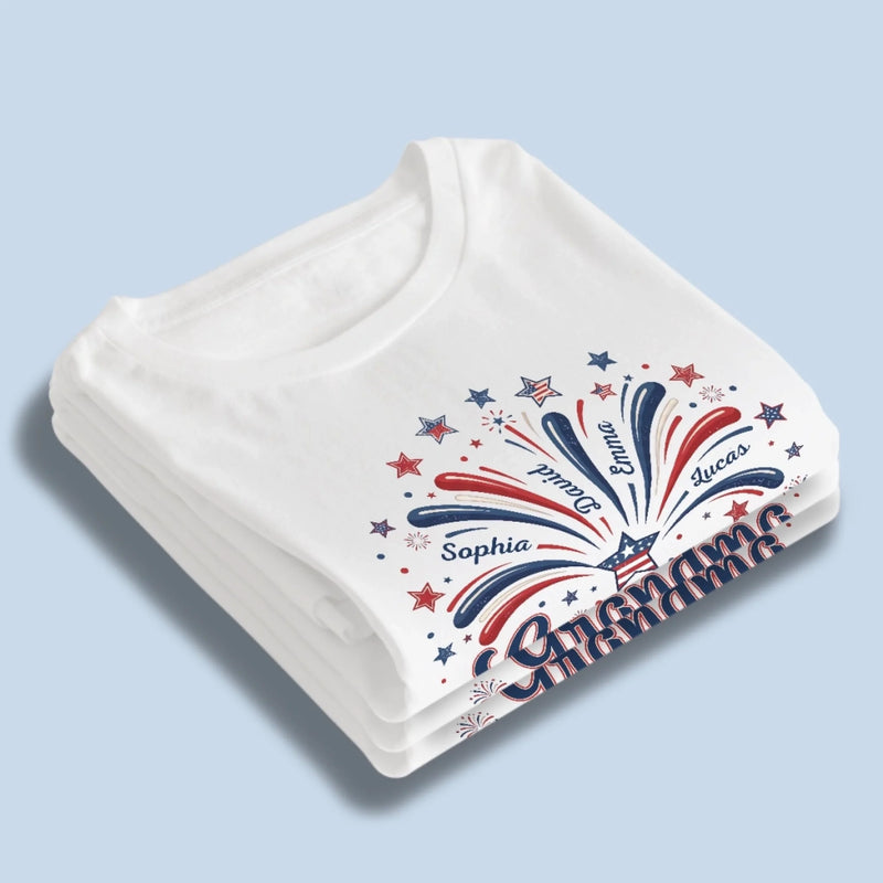 Custom T-shirt, Premium T-shirt, Hoodie - Personalized 4th Of July Gifts For Mom, Grandma - Family Lights Up Her World