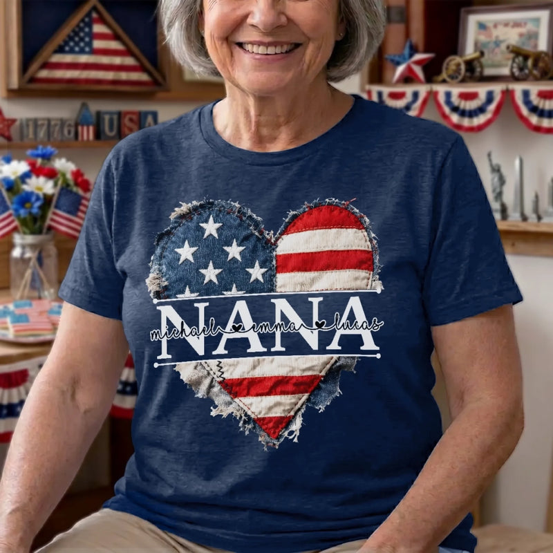 Custom T-shirt, Premium T-shirt, Hoodie - Personalized 4th Of July Gifts For Mom, Grandma - Blessed With Generations Of Love
