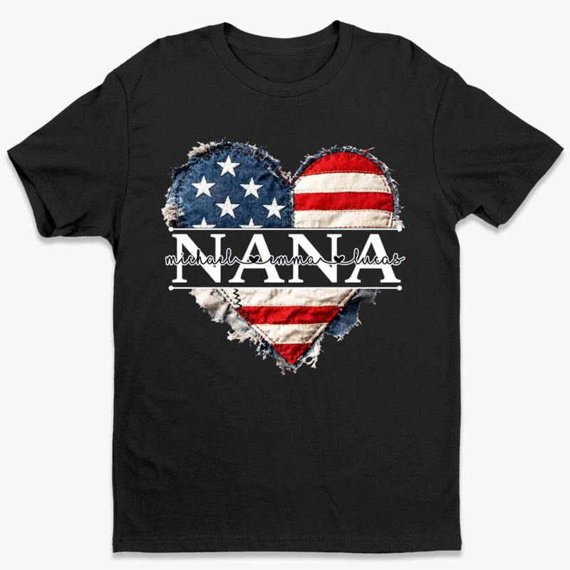 Custom T-shirt, Premium T-shirt, Hoodie - Personalized 4th Of July Gifts For Mom, Grandma - Blessed With Generations Of Love