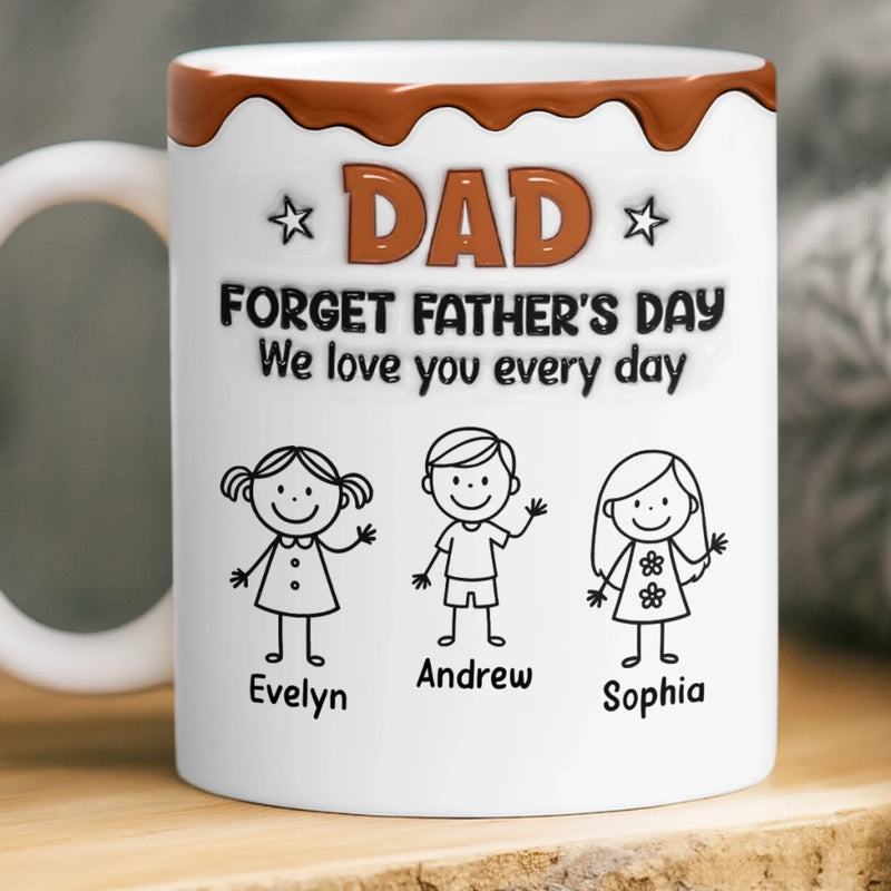 Custom 3D Inflated Effect Printed Mug - Personalized Father's Day Birthday Gifts For Dad, Grandpa - Powered By Dad Energy