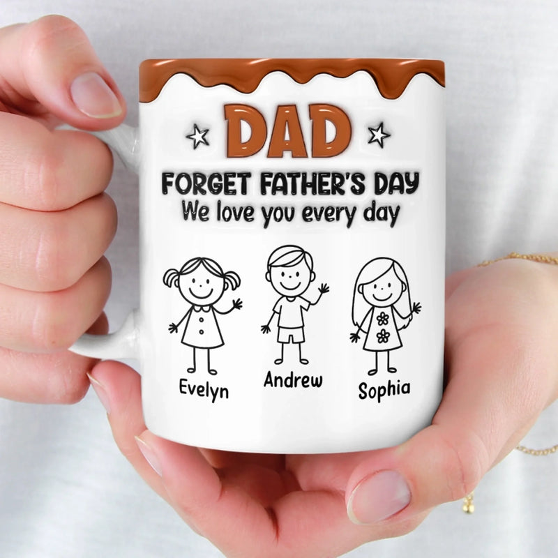 Custom 3D Inflated Effect Printed Mug - Personalized Father's Day Birthday Gifts For Dad, Grandpa - Powered By Dad Energy