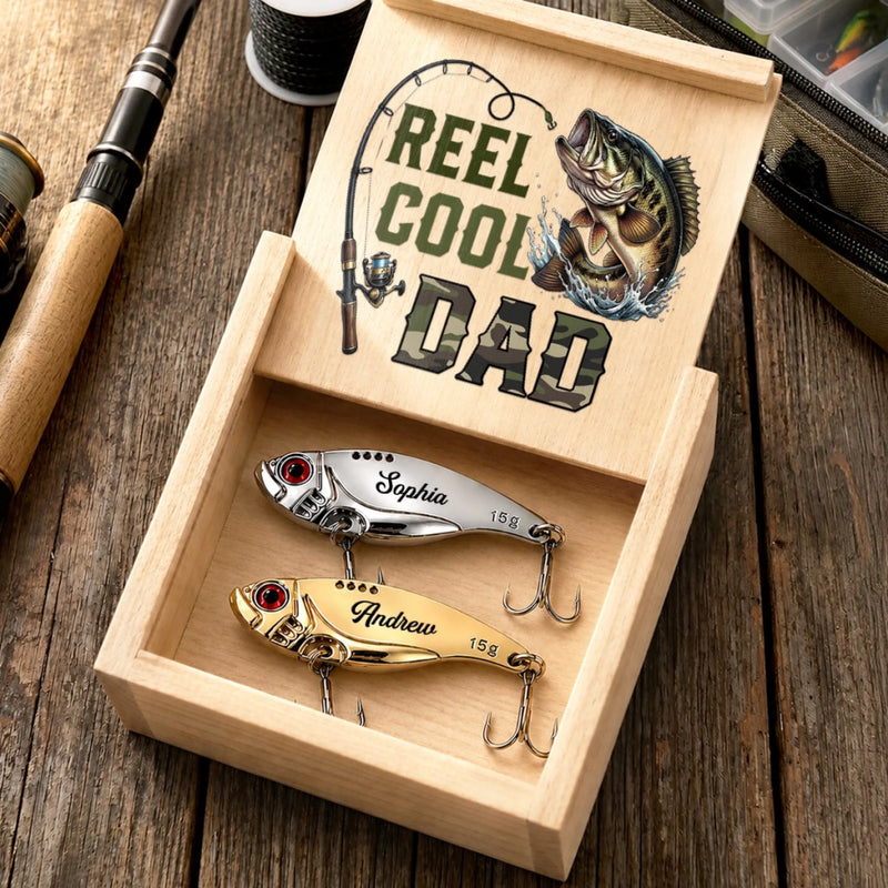 Custom Fishing Lure Gift Box - Personalized Father's Day Fishing Gifts For Fisherman, Dad, Grandpa - Born To Fish Forced To Work