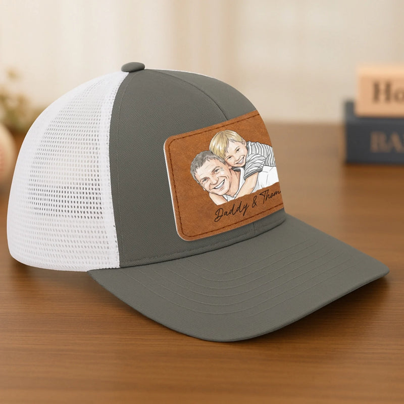 Custom Photo Cap - Personalized Father's Day Birthday Gifts For Dad, Grandpa - Home Is Wherever Dad Is