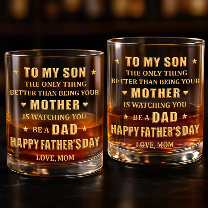 Custom Whiskey Glass - Personalized Father's Day Gifts For Son - Raised A Son, Cheer A Dad