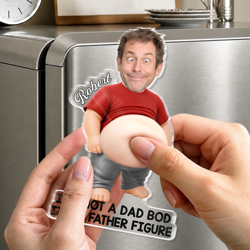 Custom Photo Dad Bod Belly Squishy Acrylic Fridge Magnet – Personalized Father's Day Funny Gifts For Dad, Grandpa – Dad Jokes Loading Please Wait
