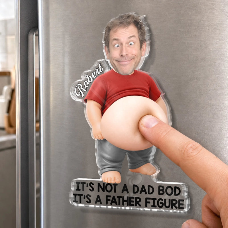 Custom Photo Dad Bod Belly Squishy Acrylic Fridge Magnet – Personalized Father's Day Funny Gifts For Dad, Grandpa – Dad Jokes Loading Please Wait