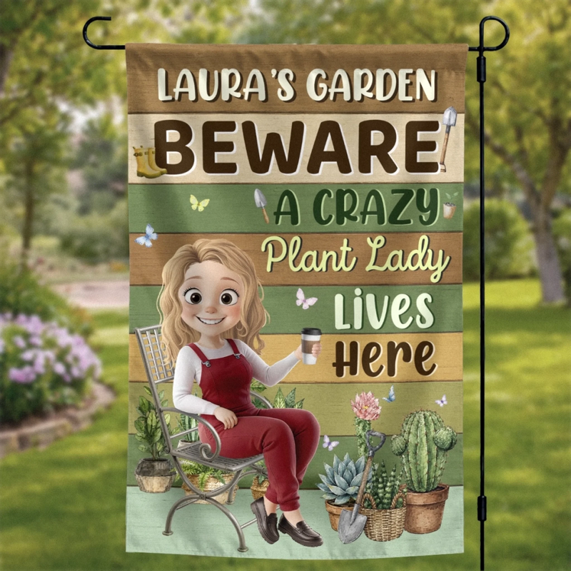 Custom Flag - Personalized Birthday Garden Gifts For Gardeners - Welcome To Her Happy Corner