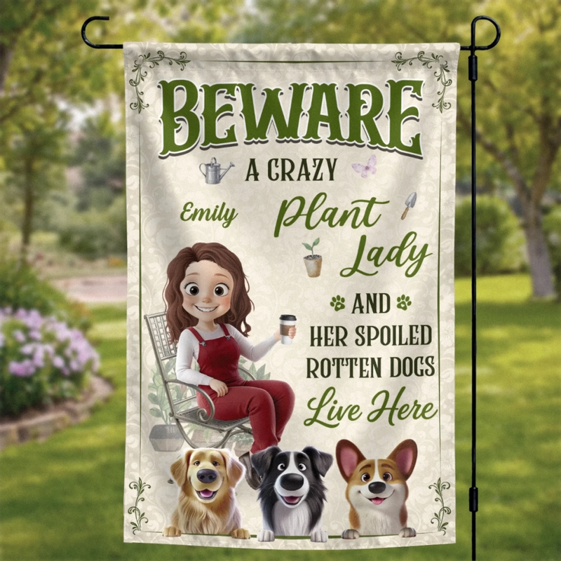 Custom Flag - Personalized Birthday Garden Gifts For Gardeners, Dog Lovers - Her Spoiled Pups, Her Paradise