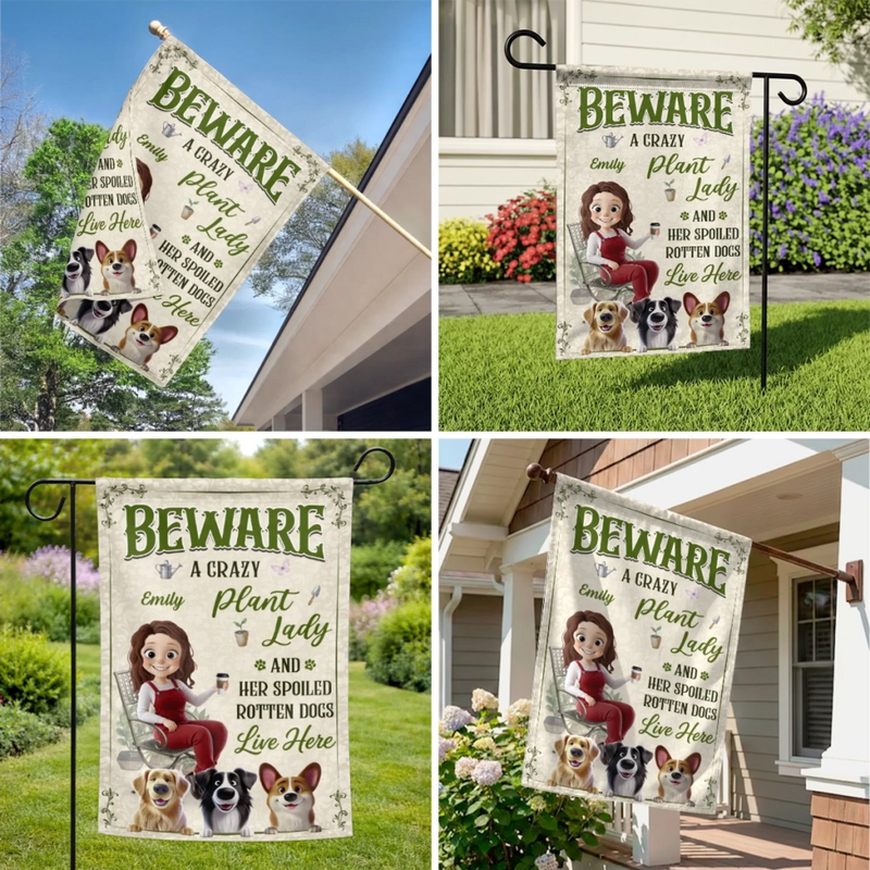 Custom Flag - Personalized Birthday Garden Gifts For Gardeners, Dog Lovers - Her Spoiled Pups, Her Paradise