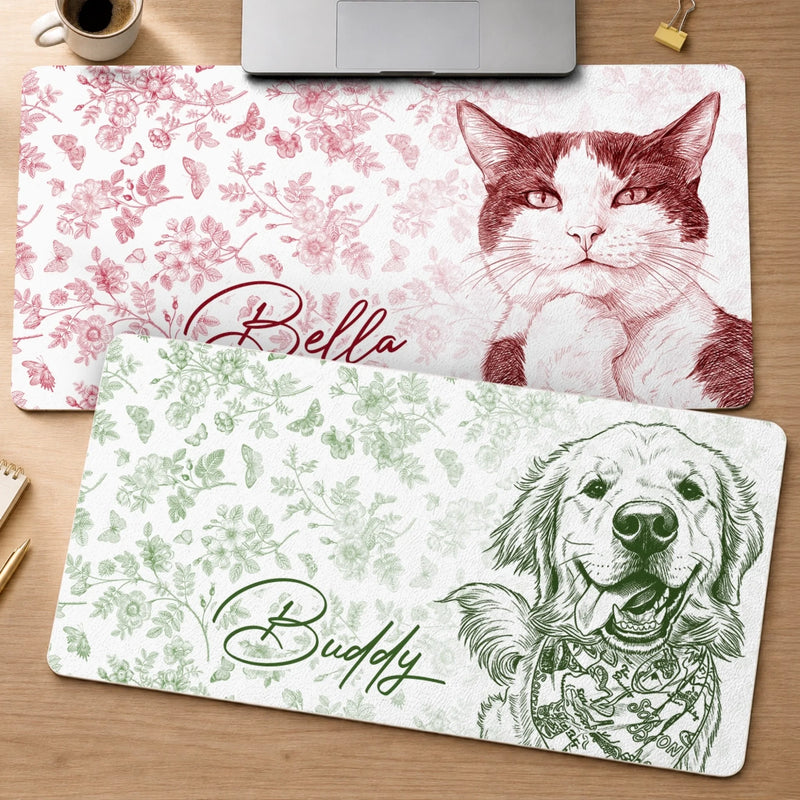 Custom Photo Desk Mat - Personalized Birthday Gifts For Dog Cat Lovers, Dog Dad And Mom, Cat Owners - Forever Etched In My Heart