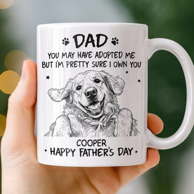 Custom Photo Mug - Personalized Father's Day Birthday Gifts For Dog Cat Lovers, Dog Dad, Cat Owners - You Adopted Me, I Trained You