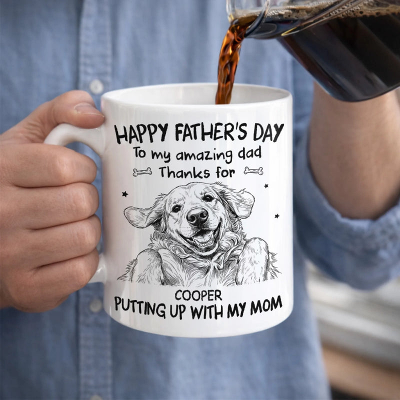 Custom Photo Mug - Personalized Father's Day Birthday Gifts For Dad, Dog Dad, Dog Lovers - To The Amazing Dad