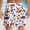 Custom Photo Tropical Hawaiian Aloha Men Beach Shorts - Personalized Summer Vacation And Travel Gifts For Dog Cat Lovers, Dog Dad And Mom, Cat Owners - Red, White & Woof