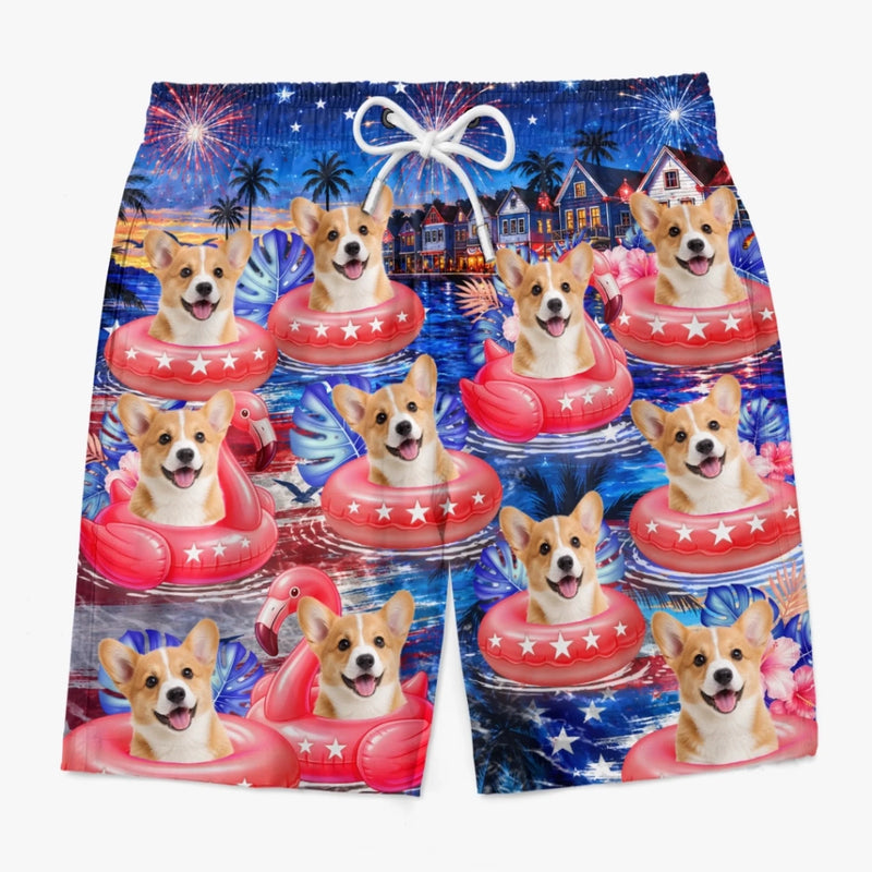 Custom Photo Tropical Hawaiian Aloha Men Beach Shorts - Personalized Summer Vacation And Travel Gifts For Dog Cat Lovers, Dog Dad And Mom, Cat Owners - Home of the Paws