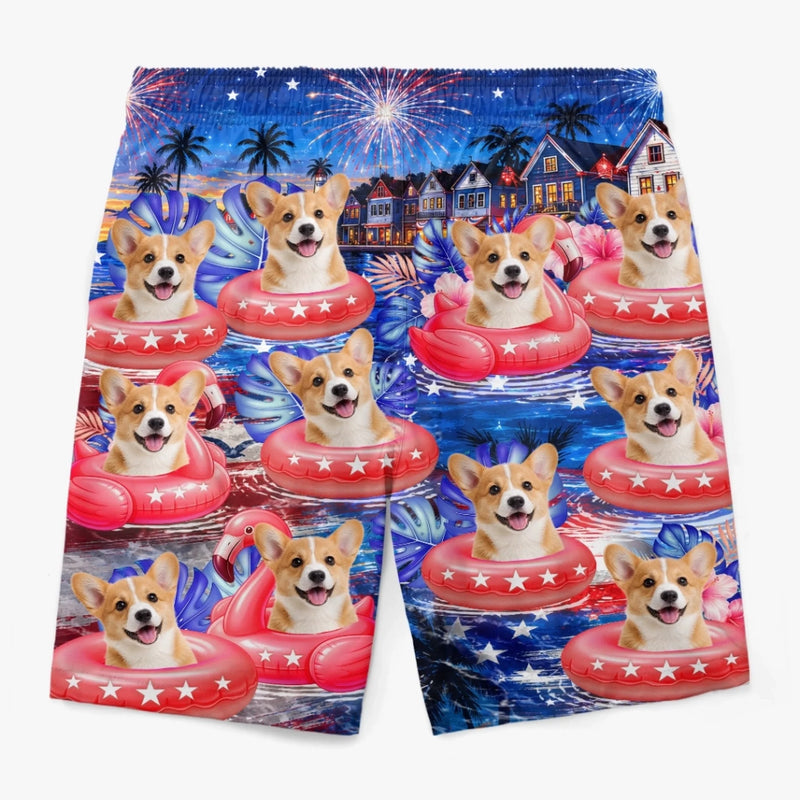 Custom Photo Tropical Hawaiian Aloha Men Beach Shorts - Personalized Summer Vacation And Travel Gifts For Dog Cat Lovers, Dog Dad And Mom, Cat Owners - Home of the Paws