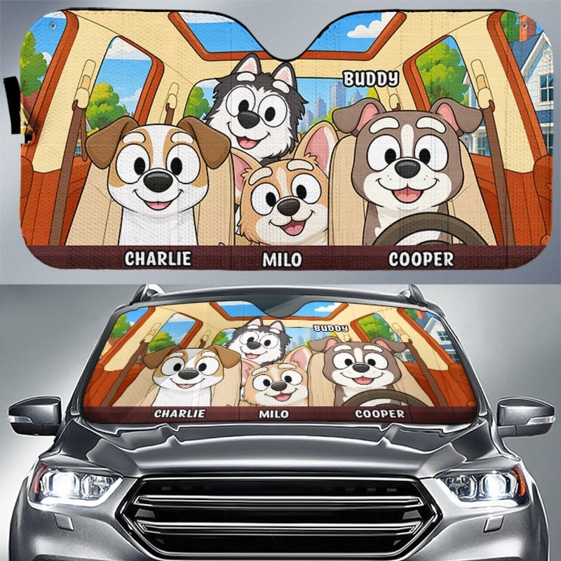 Custom Auto Windshield Sunshade, Car Window Protector - Personalized Birthday Gifts For Dog Cat Lovers, Dog Dad And Mom, Cat Owners - Paws Make Life Better