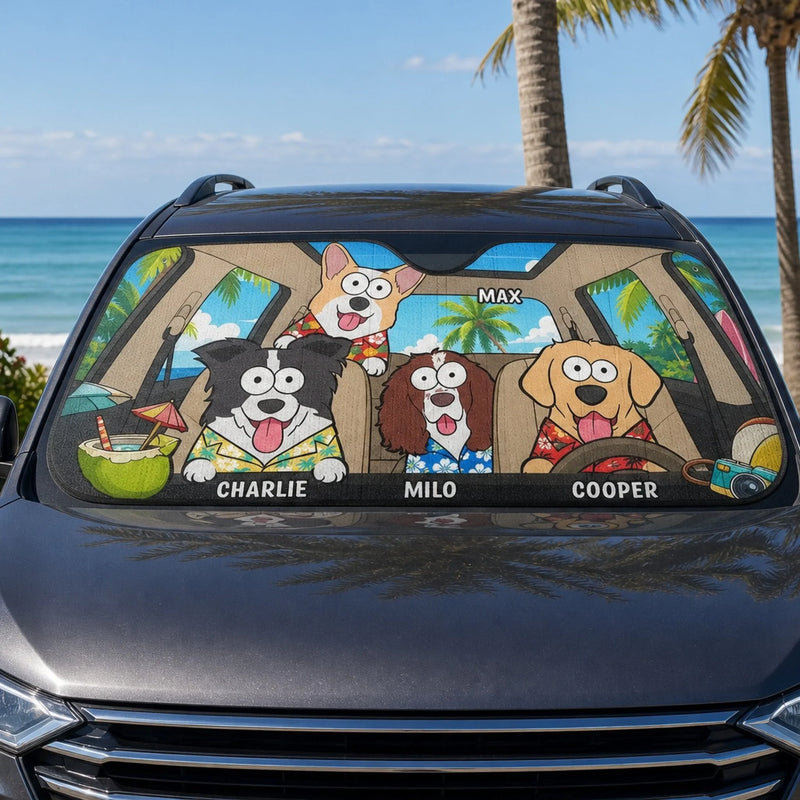 Custom Auto Windshield Sunshade, Car Window Protector - Personalized Birthday Gifts For Dog Cat Lovers, Dog Dad And Mom, Cat Owners - Life’s Better With Paws