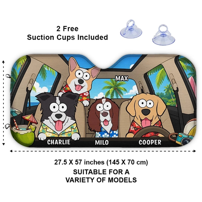 Custom Auto Windshield Sunshade, Car Window Protector - Personalized Birthday Gifts For Dog Cat Lovers, Dog Dad And Mom, Cat Owners - Life’s Better With Paws