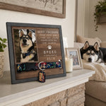 Custom Photo Pet Loss Sign, Collar Frame - Personalized Pet Memorial Sympathy Gifts For Dog Lovers - Run Free Over Rainbow Bridge