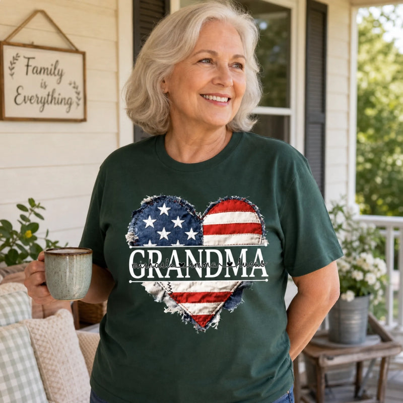 Custom T-shirt, Premium T-shirt, Hoodie - Personalized 4th Of July Gifts For Mom, Grandma - Blessed With Generations Of Love