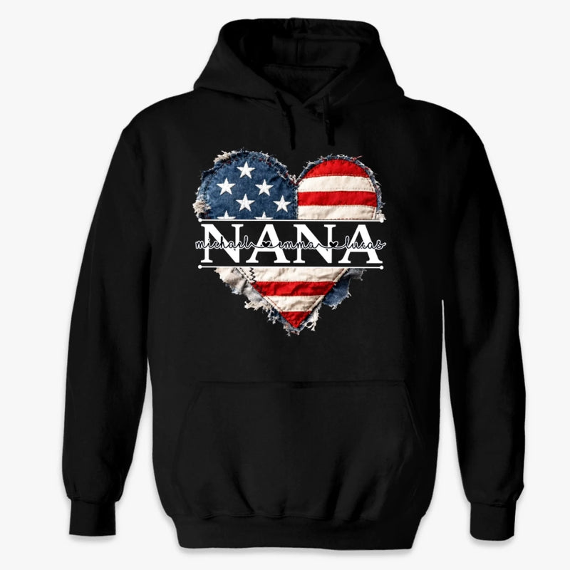 Custom T-shirt, Premium T-shirt, Hoodie - Personalized 4th Of July Gifts For Mom, Grandma - Blessed With Generations Of Love