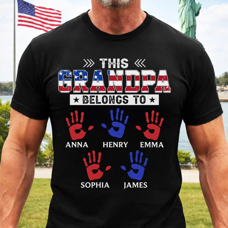 Custom T-shirt, Hoodie – Personalized America 250th Anniversary Gifts For Dad, Grandpa – This Proud Grandpa Belongs To Awesome Kids