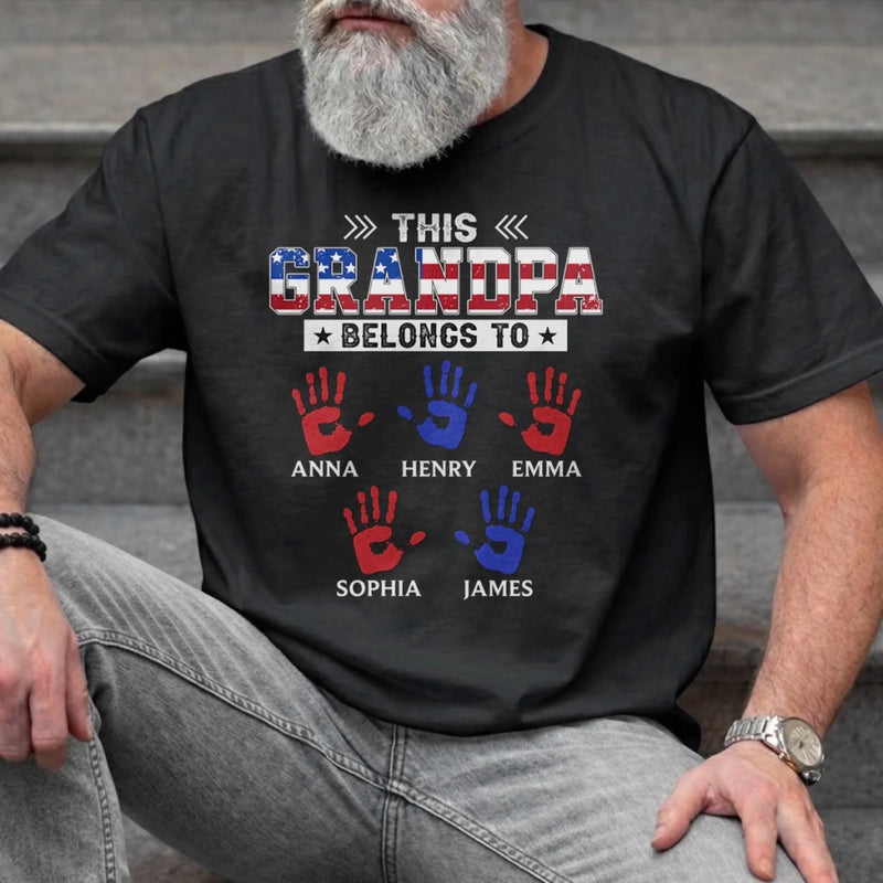 Custom T-shirt, Hoodie – Personalized America 250th Anniversary Gifts For Dad, Grandpa – This Proud Grandpa Belongs To Awesome Kids
