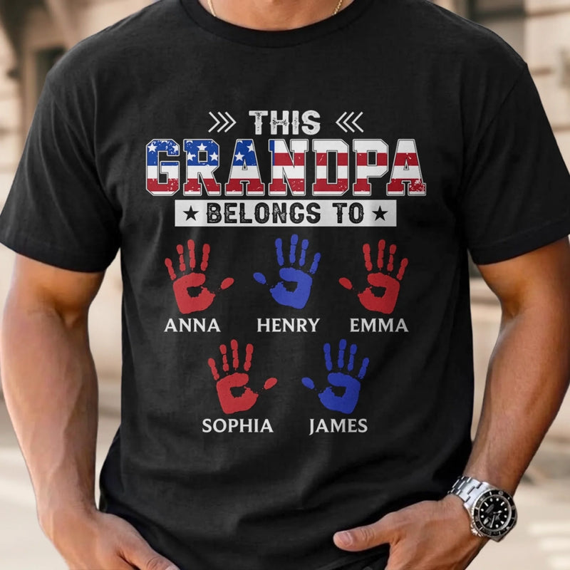 Custom T-shirt, Hoodie – Personalized America 250th Anniversary Gifts For Dad, Grandpa – This Proud Grandpa Belongs To Awesome Kids