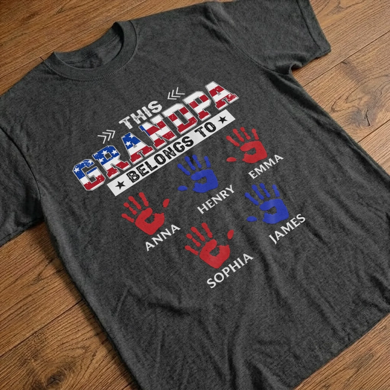 Custom T-shirt, Hoodie – Personalized America 250th Anniversary Gifts For Dad, Grandpa – This Proud Grandpa Belongs To Awesome Kids