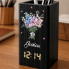 Custom Pen Holder With Clock - Personalized Best Friend Birthday Gifts For Women, Besties, Sisters, BFF - Growing Happiness Day By Day