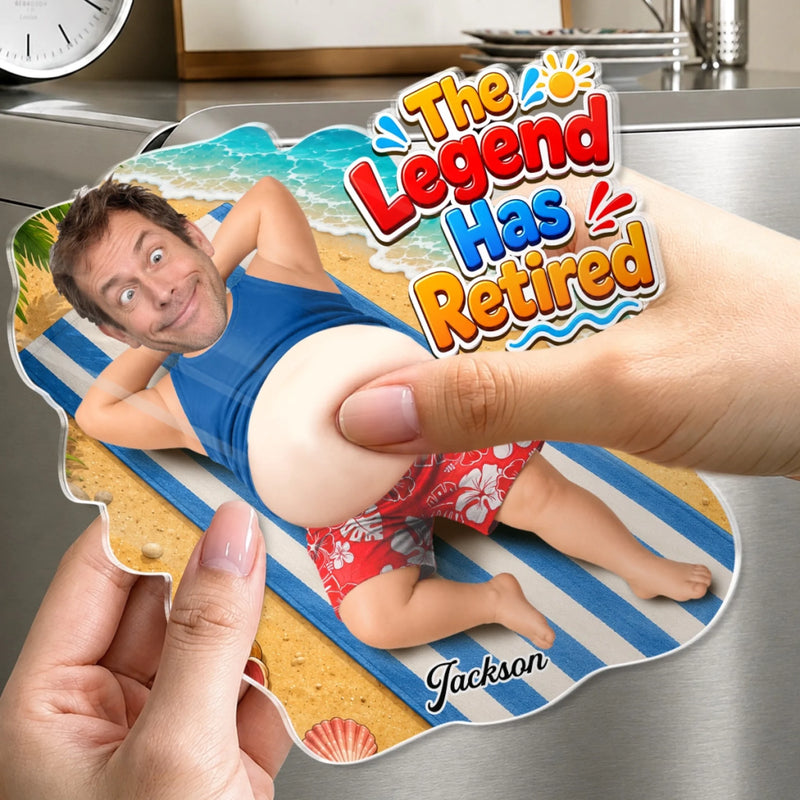 Custom Photo Dad Bod Belly Squishy Acrylic Fridge Magnet – Personalized Father's Day Funny Gifts For Dad, Grandpa –  The Legend Has Retired