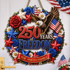 Custom Wood Sign - Personalized America 250th Anniversary Gifts For Mom, Dad, Brother, Sister, Kids - Home Of The Free And Brave