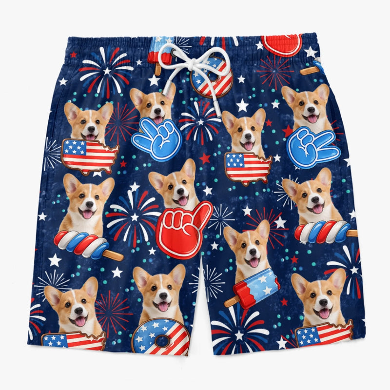 Custom Photo Tropical Hawaiian Aloha Men Beach Shorts - Personalized Summer Vacation And Travel Gifts For Dog Cat Lovers, Dog Dad And Mom, Cat Owners - Summer Paws Forever