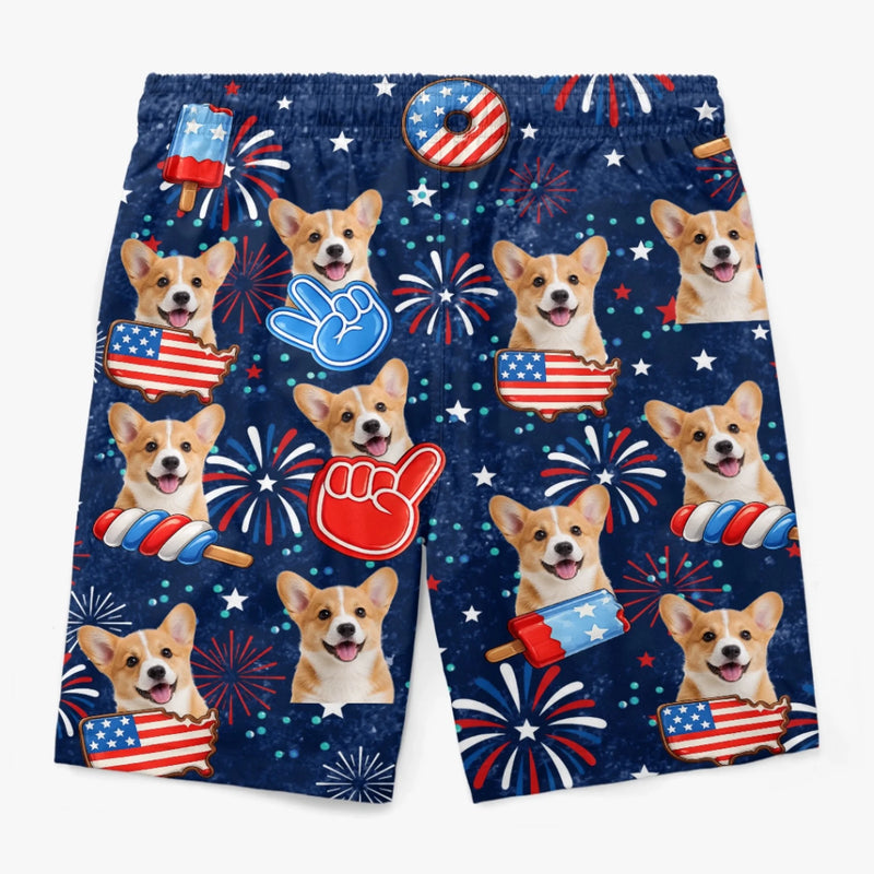 Custom Photo Tropical Hawaiian Aloha Men Beach Shorts - Personalized Summer Vacation And Travel Gifts For Dog Cat Lovers, Dog Dad And Mom, Cat Owners - Summer Paws Forever