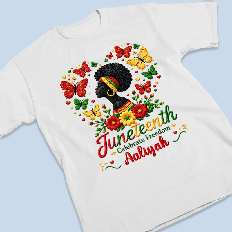Custom T-shirt, Hoodie – Personalized Juneteenth Gifts For Women – This Melanin Queen Stands For Freedom