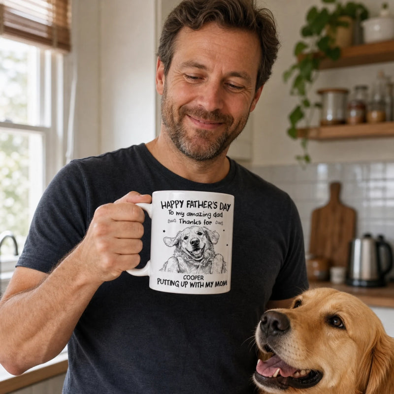 Custom Photo Mug - Personalized Father's Day Birthday Gifts For Dad, Dog Dad, Dog Lovers - To The Amazing Dad