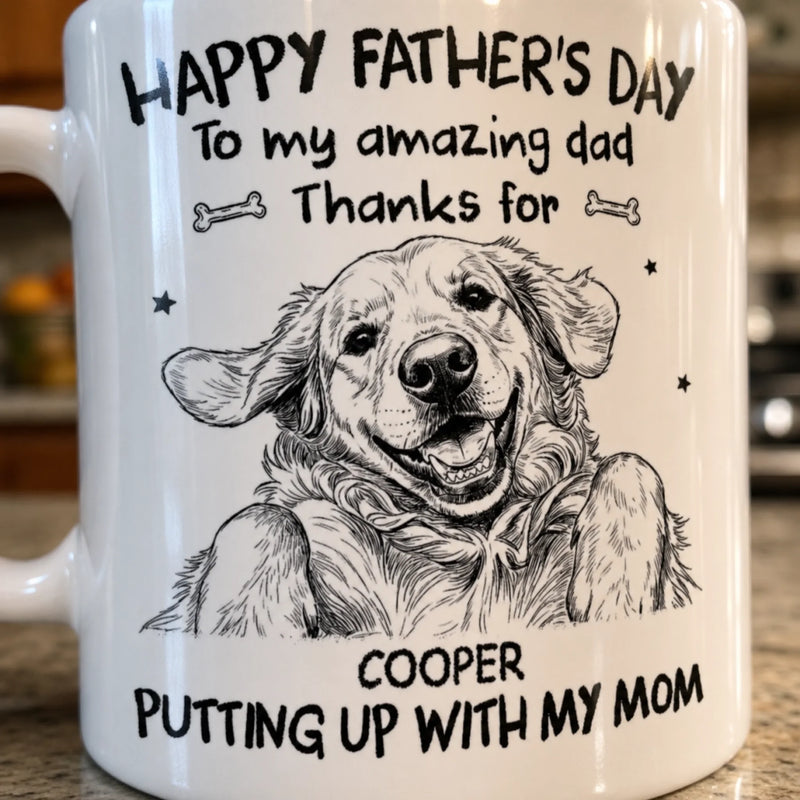 Custom Photo Mug - Personalized Father's Day Birthday Gifts For Dad, Dog Dad, Dog Lovers - To The Amazing Dad